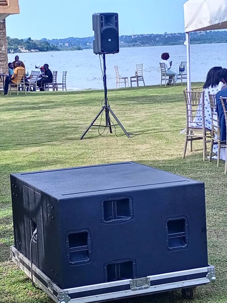 Outdoor sound detail beside an event lawn