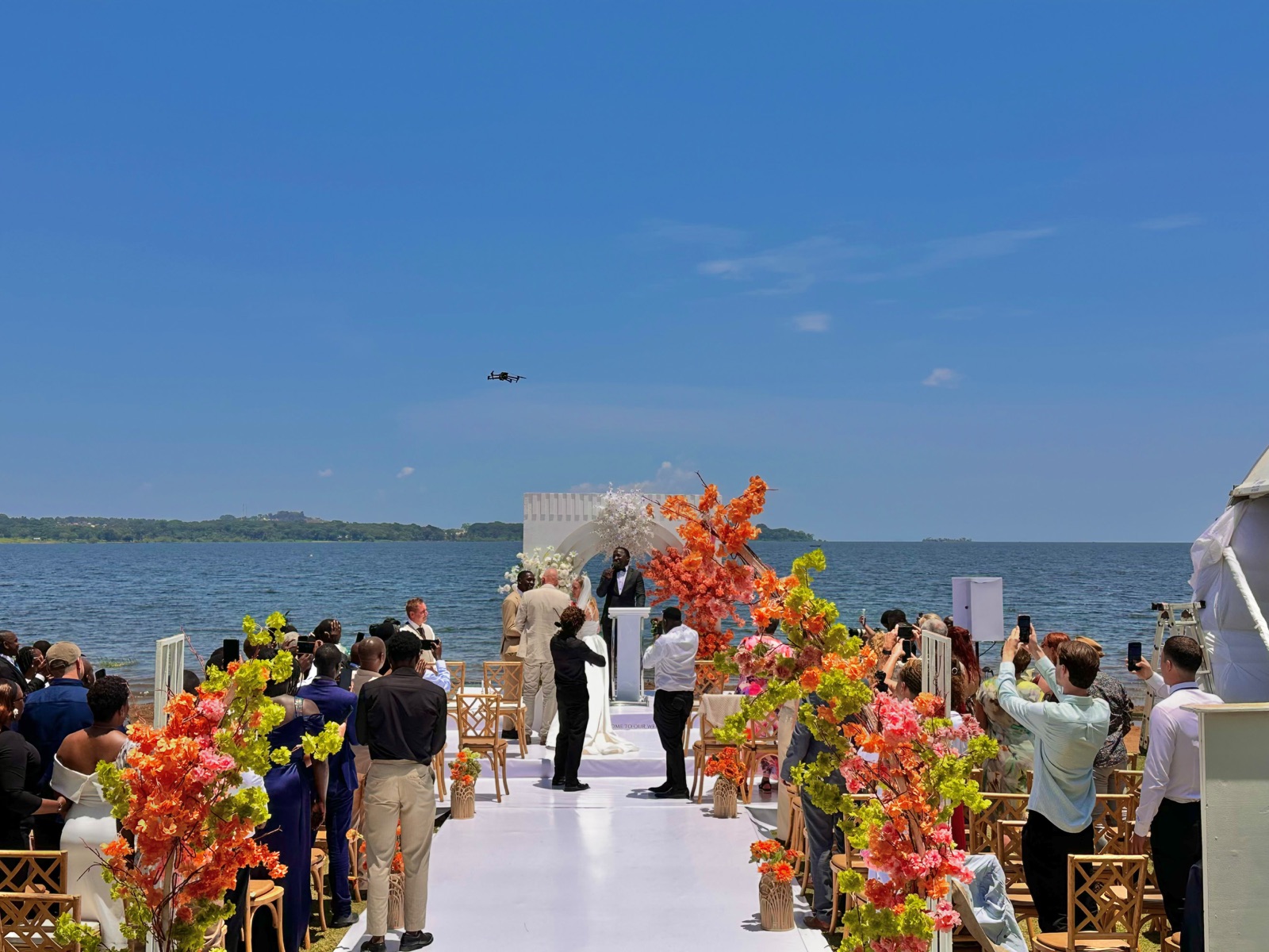 Ceremony aisle beside the water